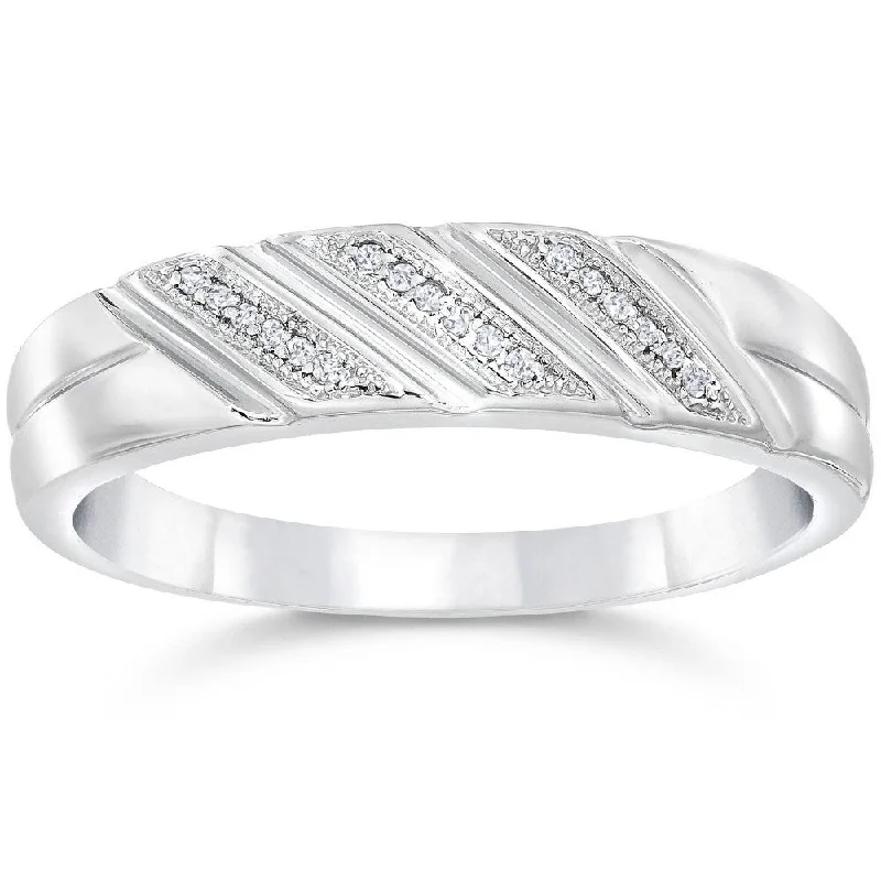 1/5ct Mens Diamond Ring 10K White Gold