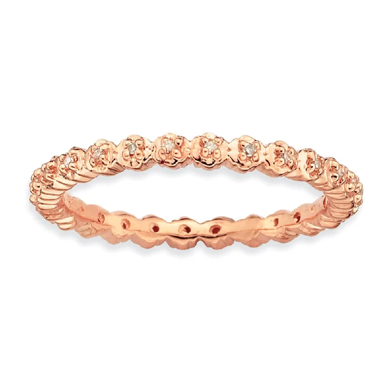 14K Rose Gold Plated SS Stackable 1/15 Cttw HI/I3 Diamond 2.25mm Band