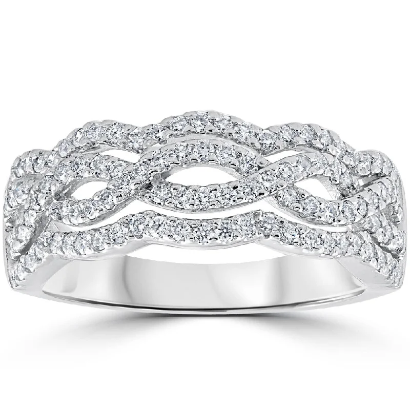 14k White Gold .67ct TDW Diamond Multi Row Infinity Anniversary Ring (F-G, VS1-VS2) - White G