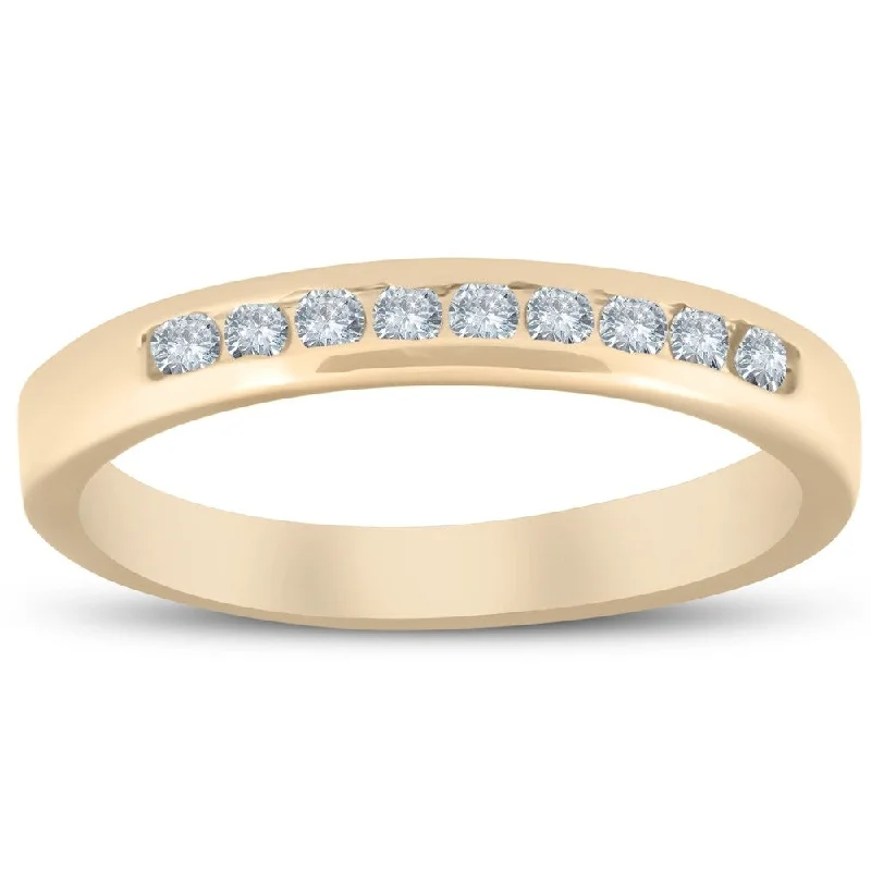 14k Yellow Gold 1/4ct Diamond Wedding Stackable Womens Ring