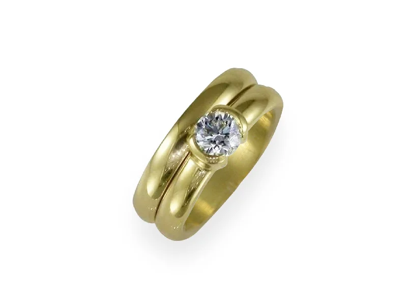 Diamond Solitaire Ring Set, Yellow Gold