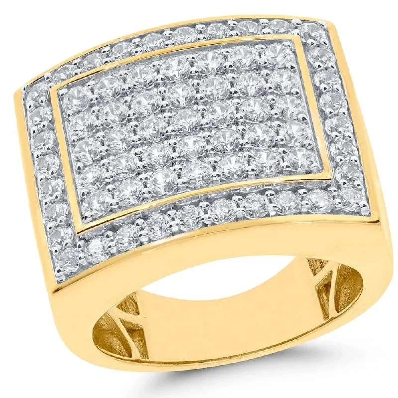 3Ct Diamond Men's Pave Anniversary Wedding Ring in 10k Yellow Gold