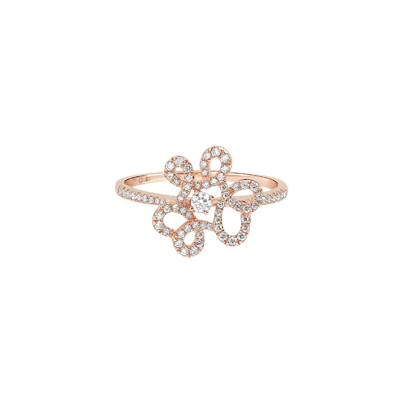 Abstract Diamond Flower Cocktail Ring