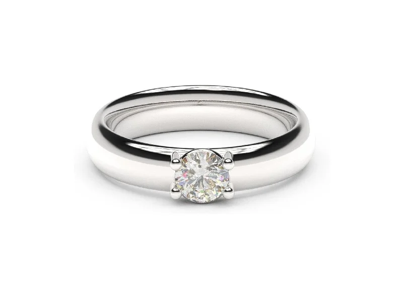 Contemporary Engagement Ring, White Gold & Platinum