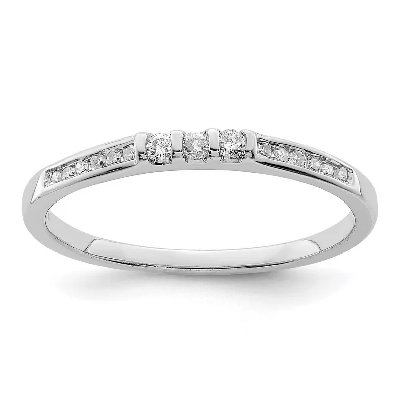 Curata 925 Sterling Silver Polished Closed back Rhodium Plated Diamond Ring