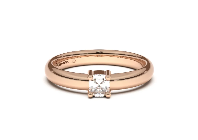 Cushion Classic Slim Engagement Ring, Red Gold