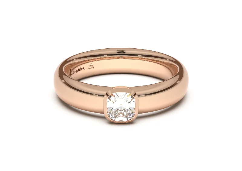 Cushion Elegant Engagement Ring, Red Gold