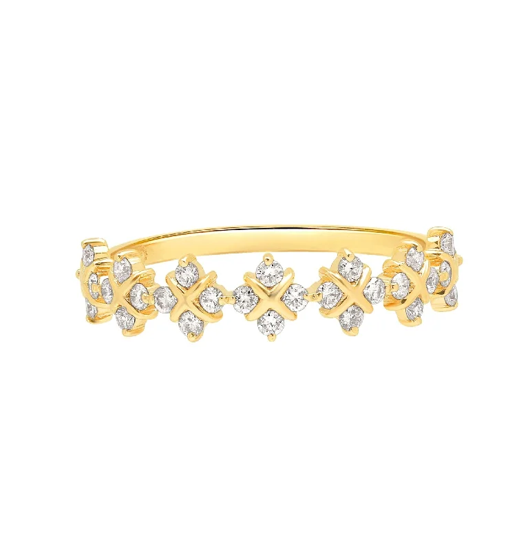 Diamond Clover Criss Cross Eternity Ring