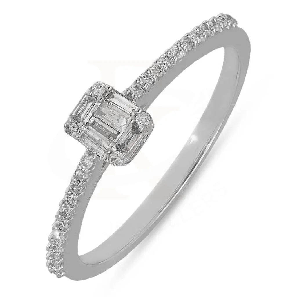 Diamond Emerald Cut Ring in 18KT White Gold - FKJRN18K3116