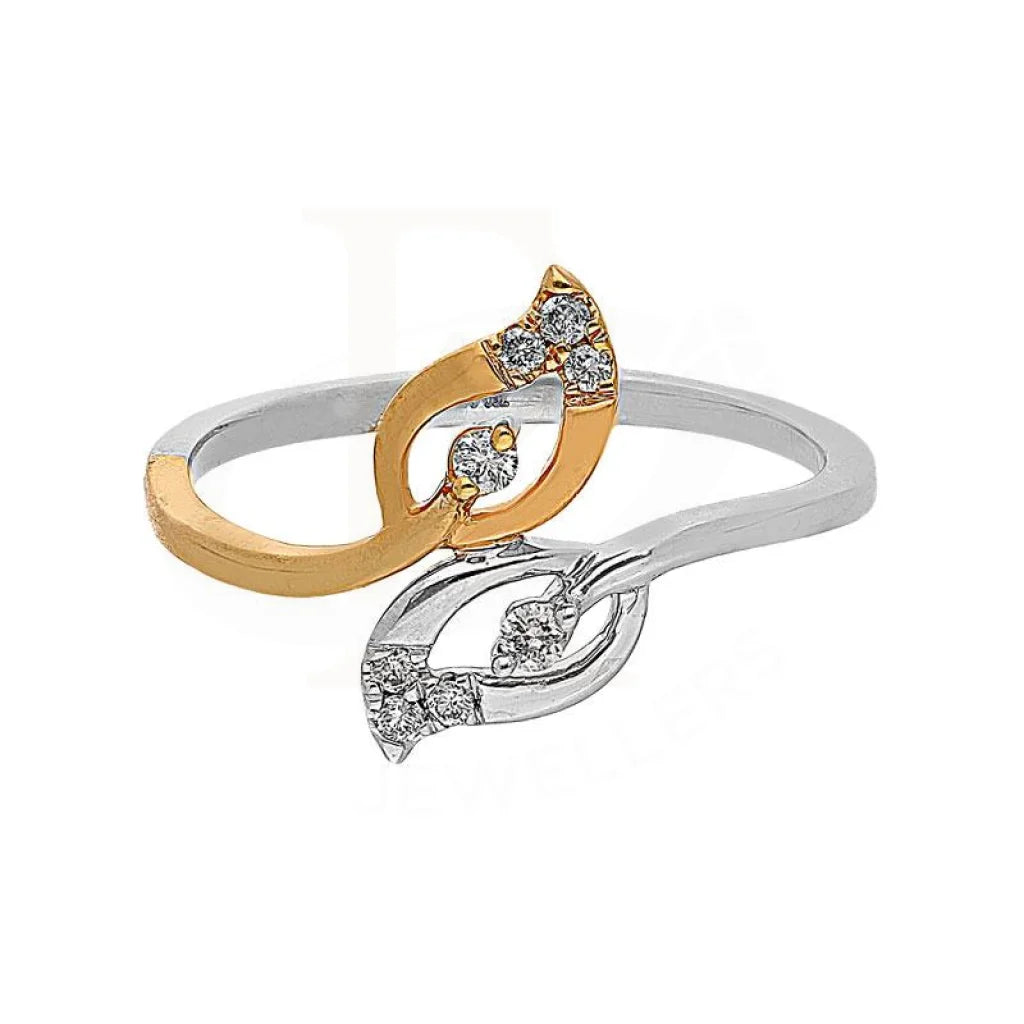 Diamond Leaf Shaped Ring in 18KT White and Rose Gold - FKJRN18K2148