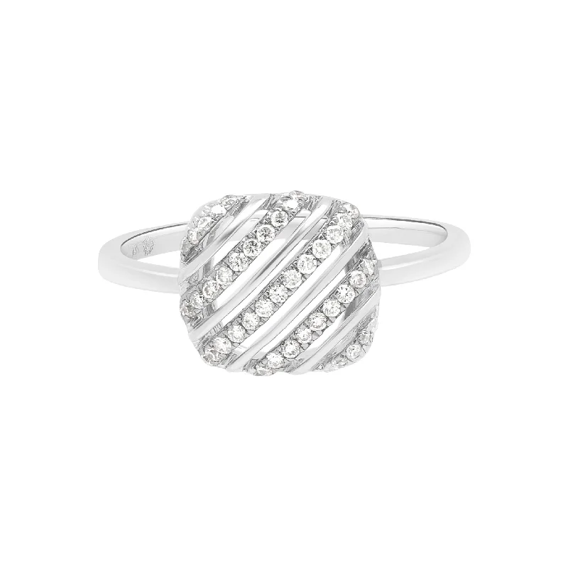 Diamond Pavé Square Cushion Cutout Ring