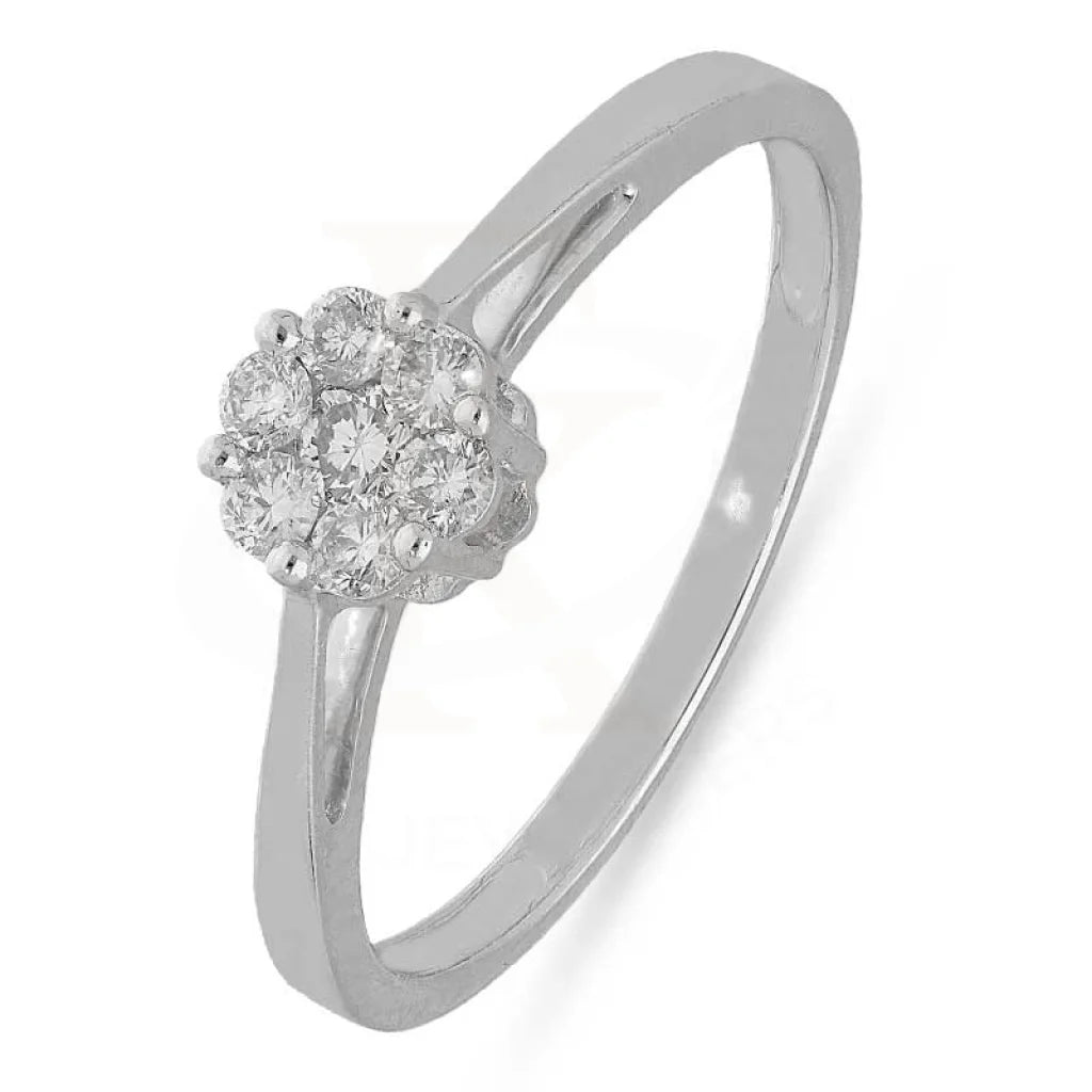 Diamond Round Cut Flower Shaped Ring in 18KT White Gold - FKJRN18K3124