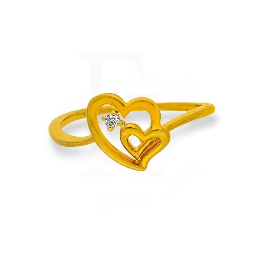 Diamond Solitaire in Twisted Twin Hearts Shaped Ring in 18KT Gold - FKJRN18K2145