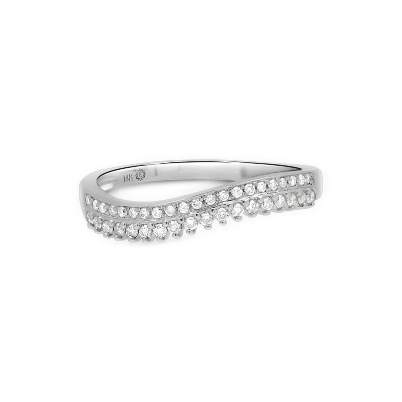 Double Row Diamond Band Curved Ring