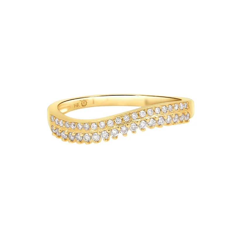 Double Row Diamond Curve Ring