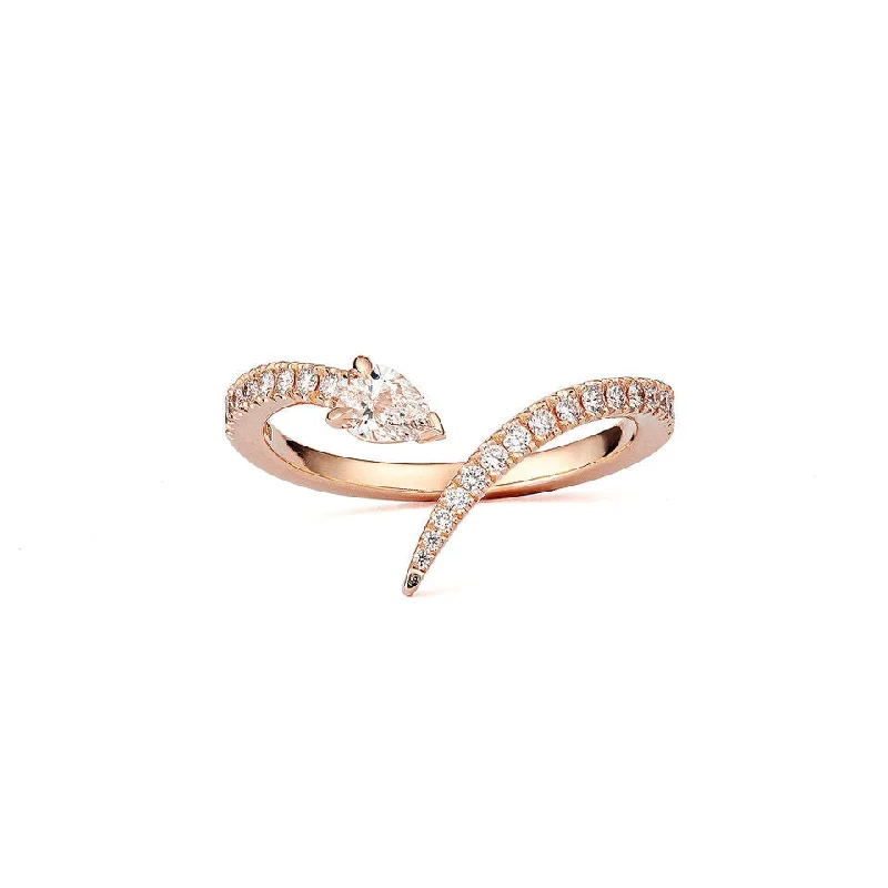 Drop Swirl 18K Rosegold Ring w. Diamonds