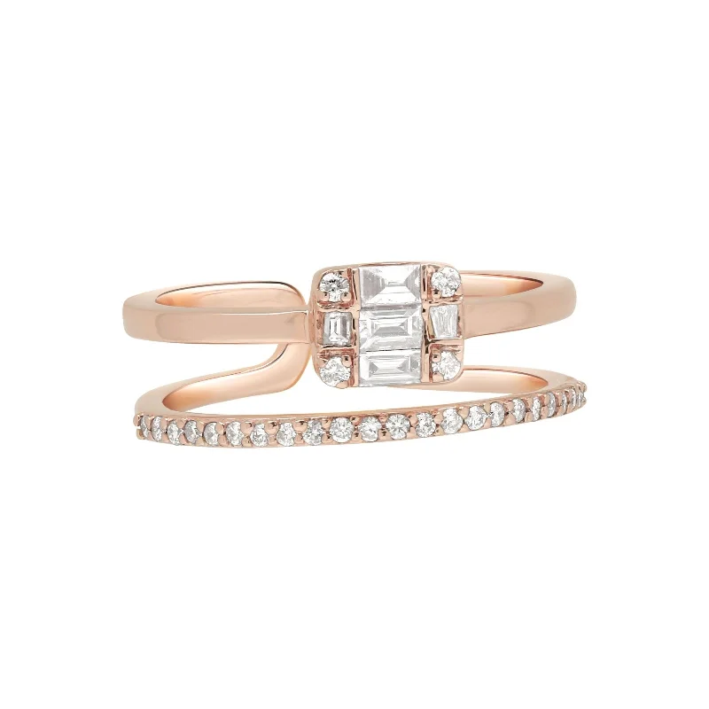 Eternity Band and Diamond Baguette Illusion Double Ring