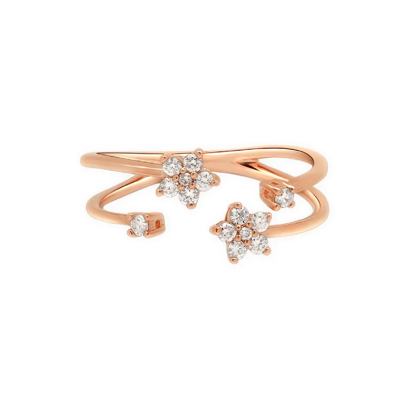 Floating Diamond Flower Wrap Ring