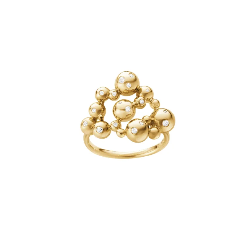 Moonlight Grapes 18K Goldpearls Ring w. Diamonds