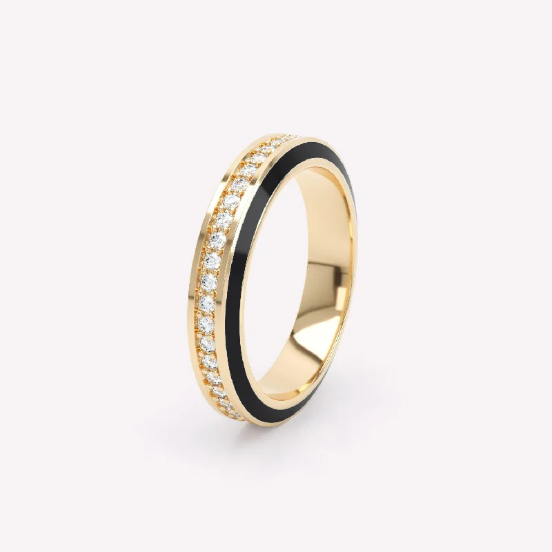 Eternity Black 4mm 18K Gold Ring w. Lab-Grown Diamonds