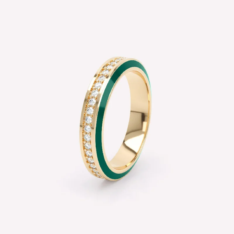 Eternity Green 4mm 18K Gold Ring w. Lab-Grown Diamonds