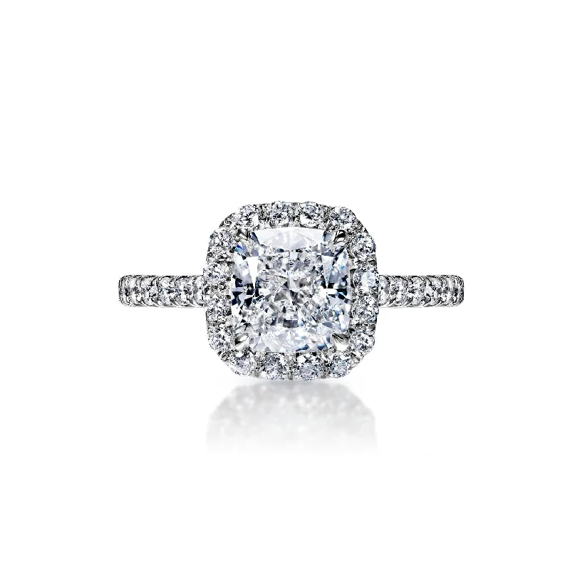 Mallory 3 Carat E VS2 Cushion Cut Diamond Engagement Ring in Platinum By Mike Nekta