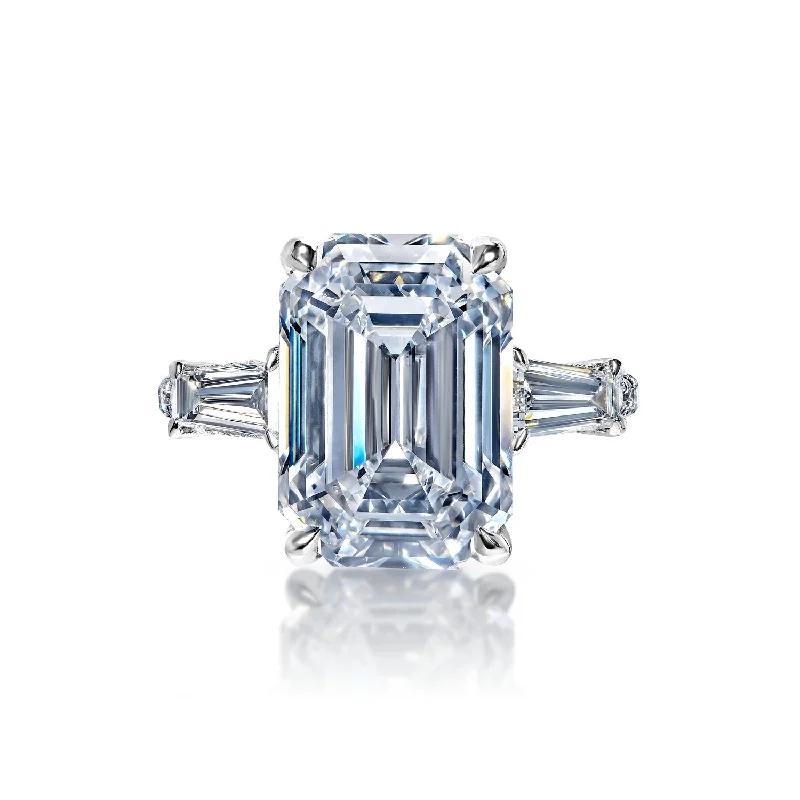 Mara 9 Carats D VVS2 Emerald Cut Diamond Engagement Ring in Platinum by Mike Nekta