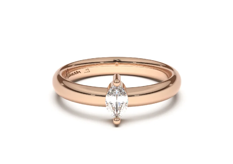 Marquise Classic Slim Engagement Ring, Red Gold