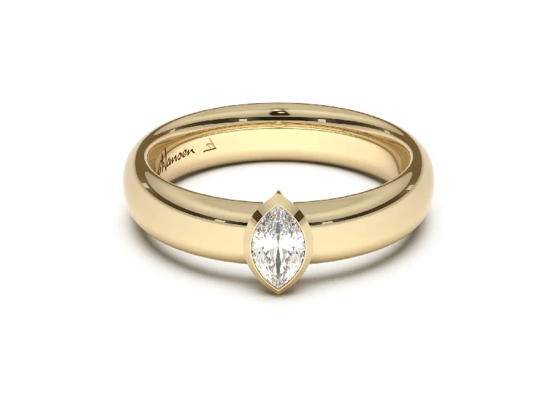 Marquise Elegant Engagement Ring, Yellow Gold