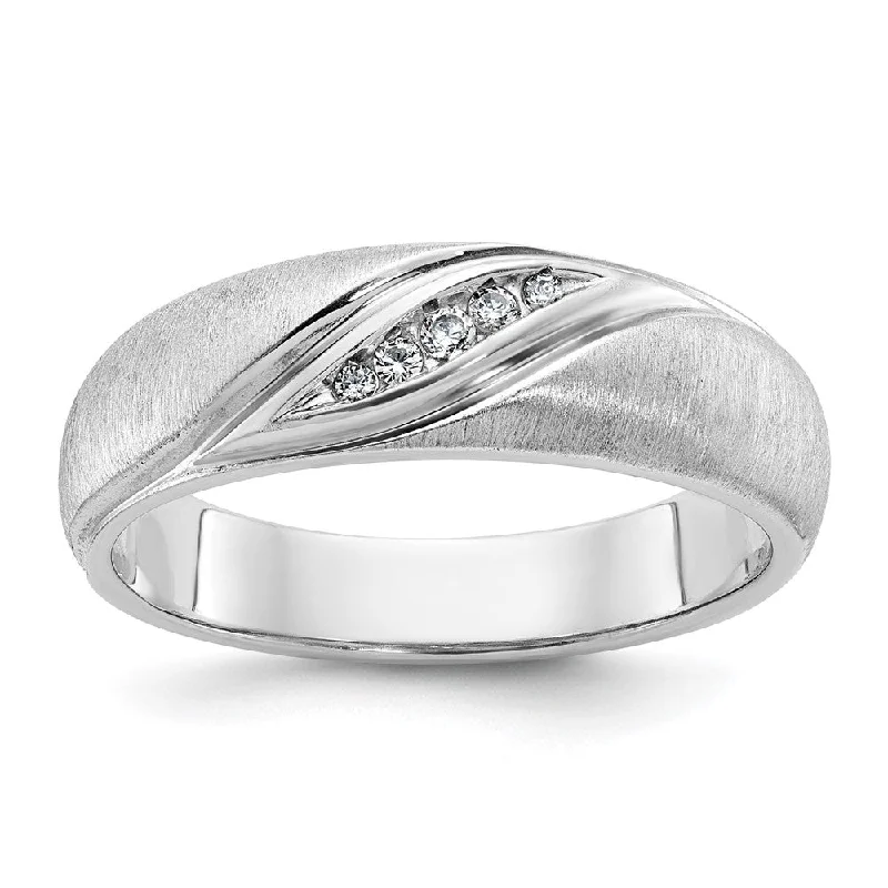 Men's 6.8mm 14K White Gold 1/15 Ctw Diamond Tapered Band