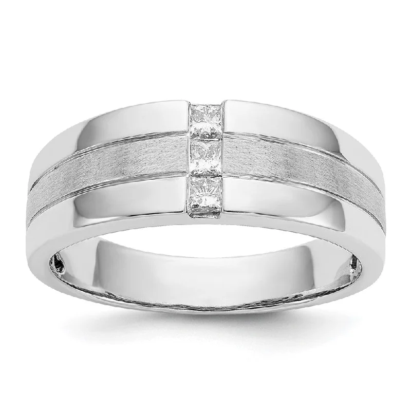 Men's 7.2mm 10K White Gold 1/4 Ctw Lab Created Diamond Tapered Band