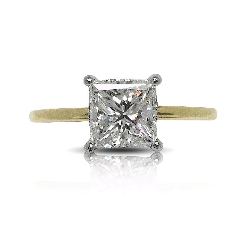 MIN 2 Carat Princess Cut F Color VS1 Clarity Solitaire Clarity Diamond Engagement Ring in 18K Yellow Gold CERTIFIED 2 ct F VS1 BY MIKE NEKTA