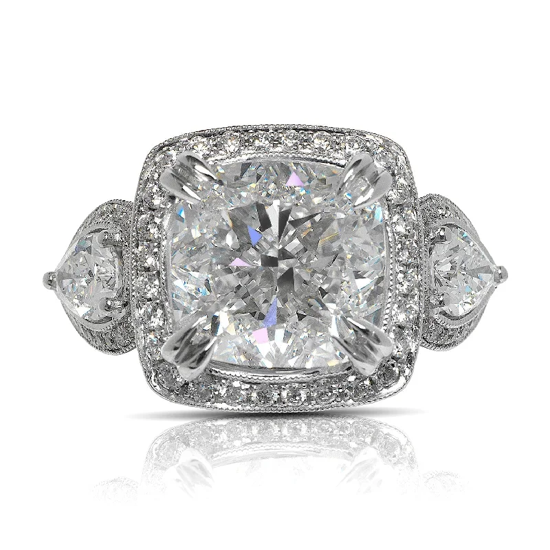 NALA 8 CARAT CUSHION CUT F COLOR VVS1 CLARITY DIAMOND ENGAGEMENT RING 18K WHITE GOLD GIA CERTIFIED 6 CT F VVS1 BY MIKE NEKTA