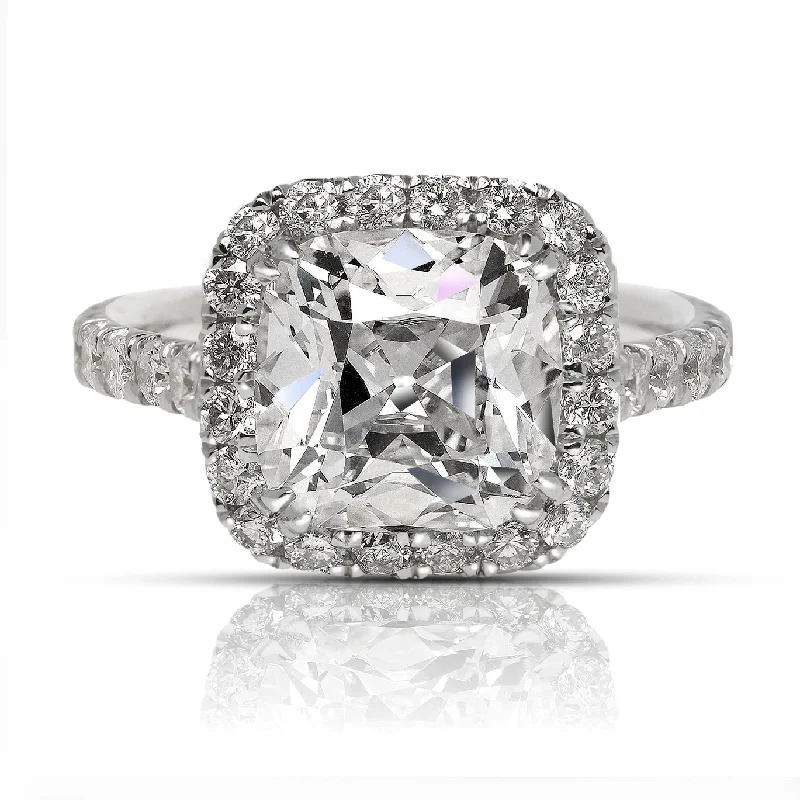 NAOMI 4 CARAT CUSHION CUT E COLOR VVS1 CLARITY DIAMOND ENGAGEMENT RING PLATINUM GIA CERTIFIED 3 CT E VVS1 BY MIKE NEKTA