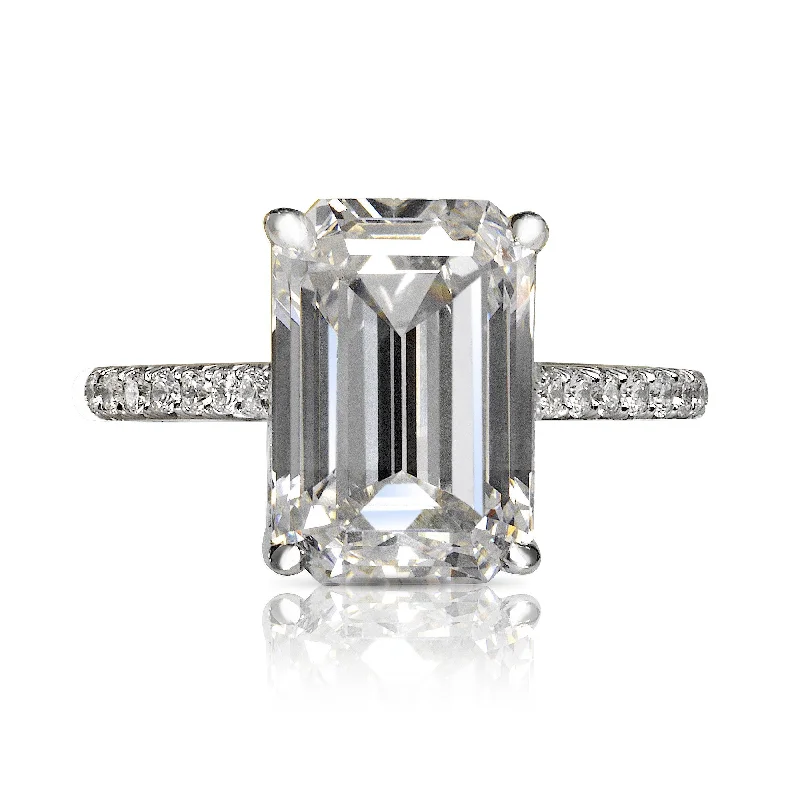 NILE 8 CARAT ELONGATED EMERALD CUT J COLOR VS1 CLARITY DIAMOND ENGAGEMENT RING PLATINUM GIA CERTIFIED 7 CT J VS1 BY MIKE NEKTA