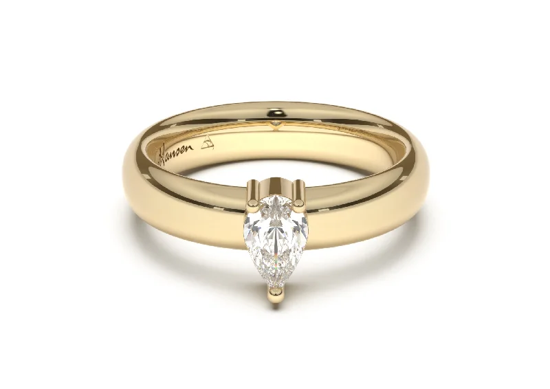 Pear Classic Engagement Ring, Yellow Gold