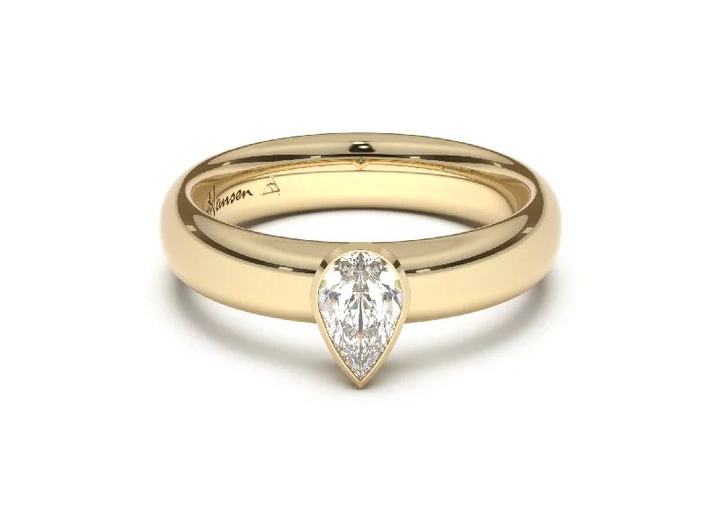 Pear Elegant Engagement Ring, Yellow Gold