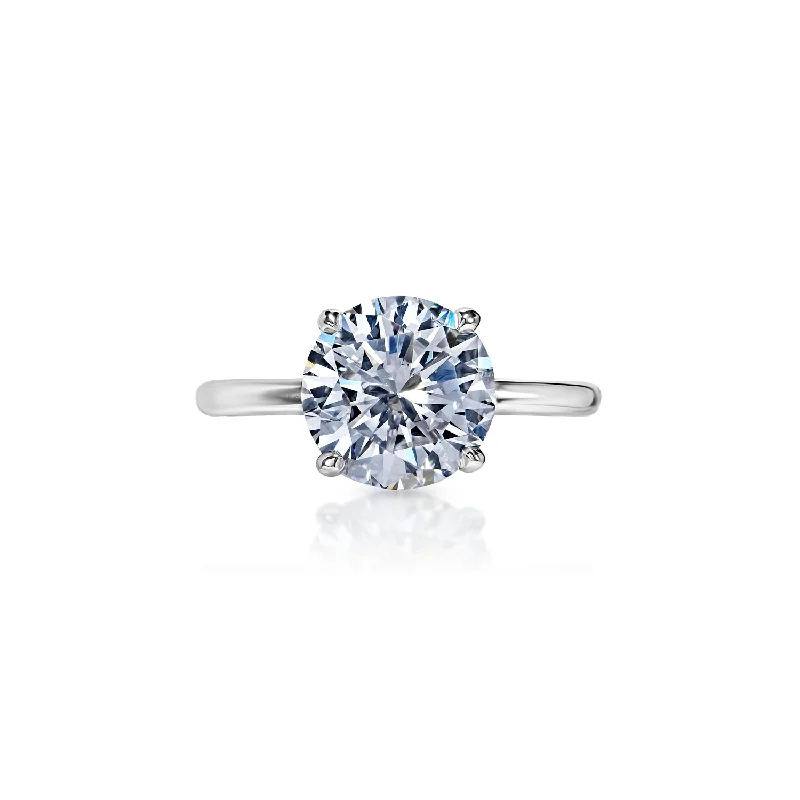 Phoebe 3 Carat D VS2 Round Brilliant Diamond Engagement Ring in 18k White Gold By Mike Nekta