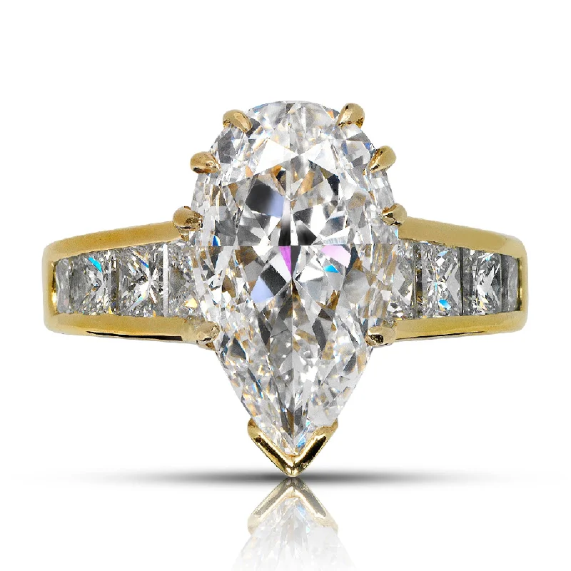 POMONA 4 CARAT PEAR SHAPE D COLOR VS1 CLARITY DIAMOND ENGAGEMENT RING 18K YELLOW GOLD GIA CERTIFIED 2 CT D VS1 BY MIKE NEKTA