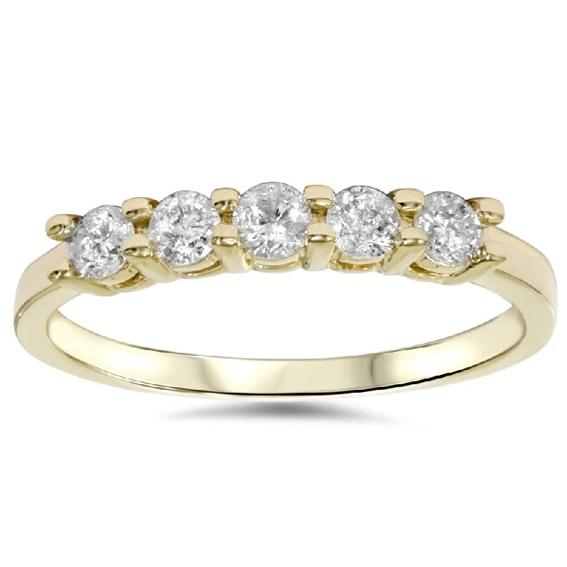 Pompeii3 14k Gold 1/ 2ct TDW Diamond 5-stone Wedding Anniversary Band