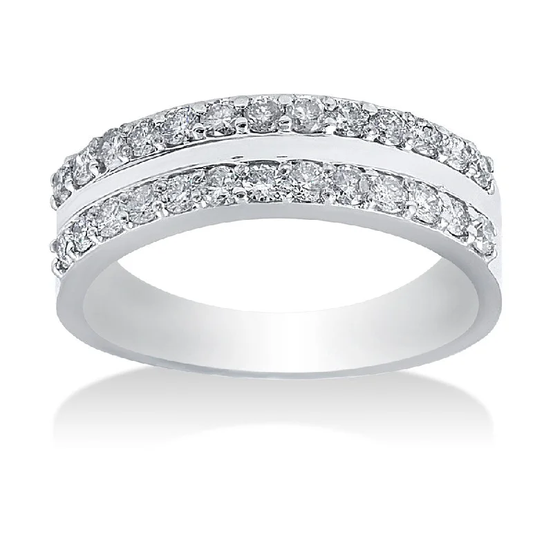 Pompeii3 14k White Gold 3/4ct TDW Double Row Diamond Band (H-I, I2-I3)