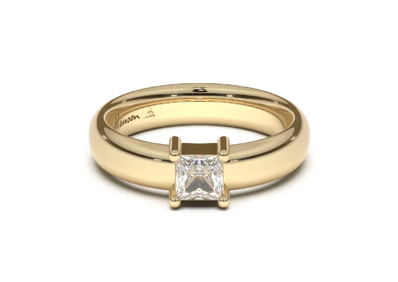 Princess Classic Engagement Ring, Yellow Gold