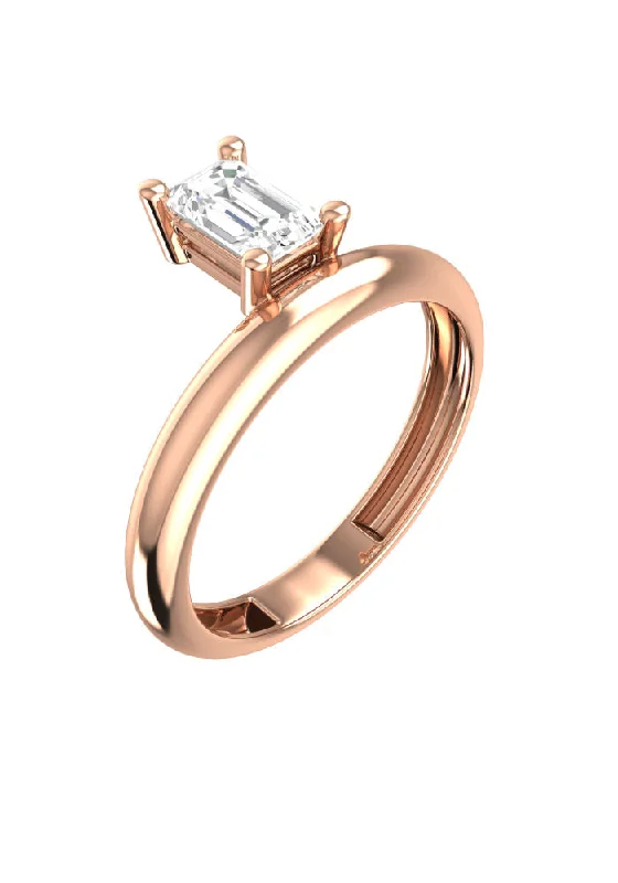 Floating Emerald 18K Rosegold Ring w. Lab-Grown Diamond