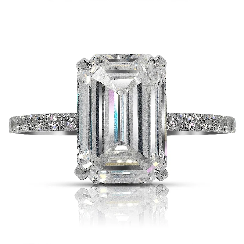 RONI 6 CARAT EMERLAD CUT I COLOR VVS2 CLARITY DIAMOND ENGAGEMENT RING PLATINUM GIA CERTIFIED 5 CT I VVS2 BY MIKE NEKTA