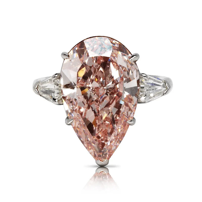 ROZA 10 CARAT PEAR SHAPE FANCY INTENSE PURPLISH PINK DIAMOND ENGAGEMENT RING PLATINUM & 18K ROSE GOLD GIA CERTIFIED 8 CT FIPP VVS2 BY MIKE NEKTA