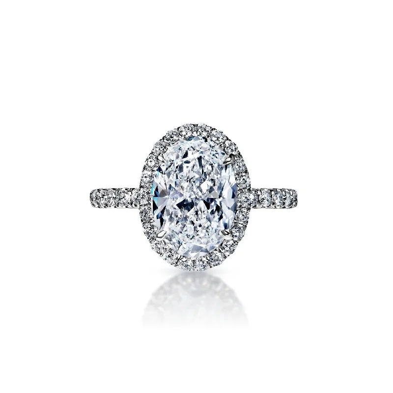 Rosa 4 Carat D VVS2 Oval Cut Diamond Engagement Ring in Platinum. GIA Certified. By Mike Nekta