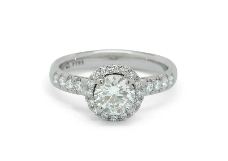 Round Diamond Halo Ring, Platinum