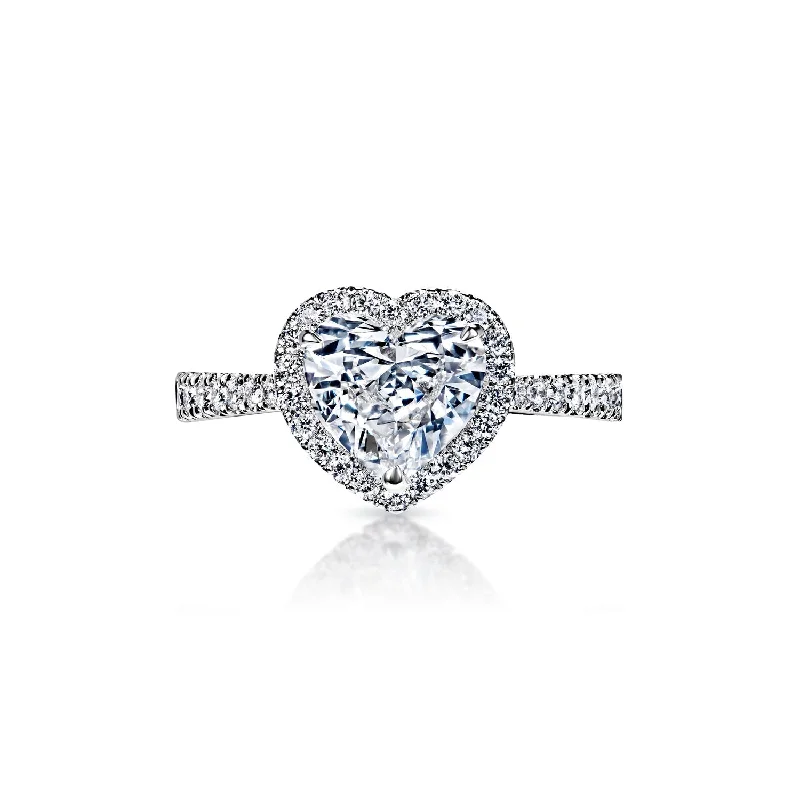 Saylor 2 Carat H VVS1 Heart Shape Diamond Engagement Ring in 18k White Gold By Mike Nekta. GIA Certified