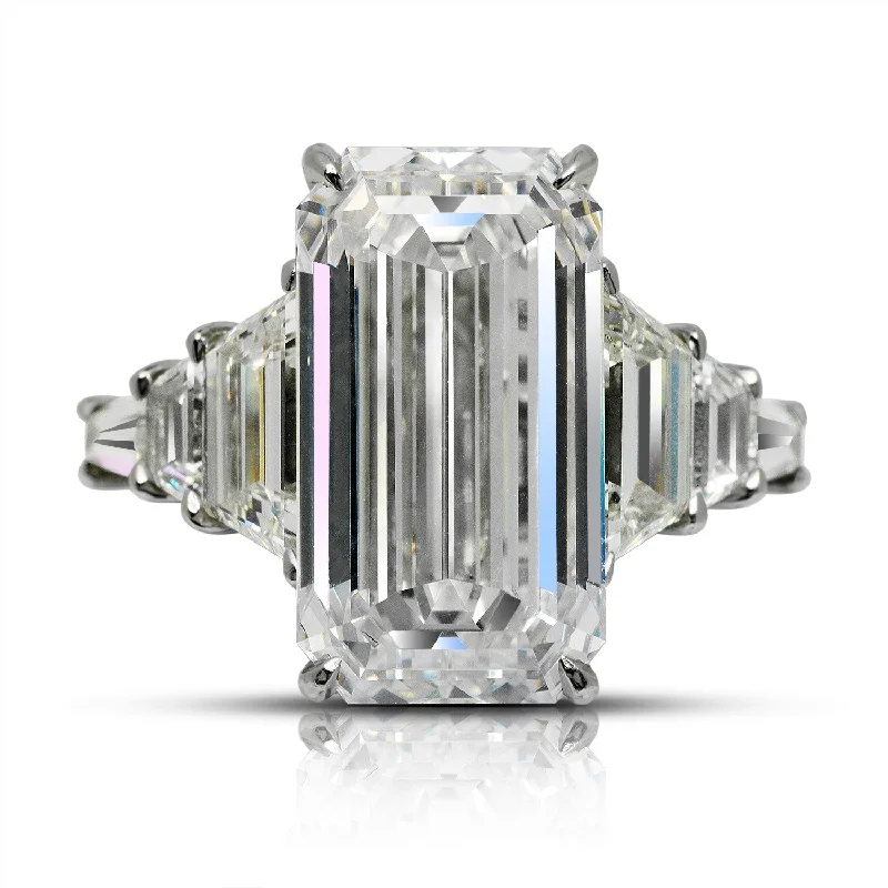 SHAKTI 14 CARAT EMERALD CUT E COLOR VVS2 CLARITY DIAMOND ENGAGEMENT RING PLATINUM GIA CERTIFIED 11 CT E VVS2 BY MIKE NEKTA