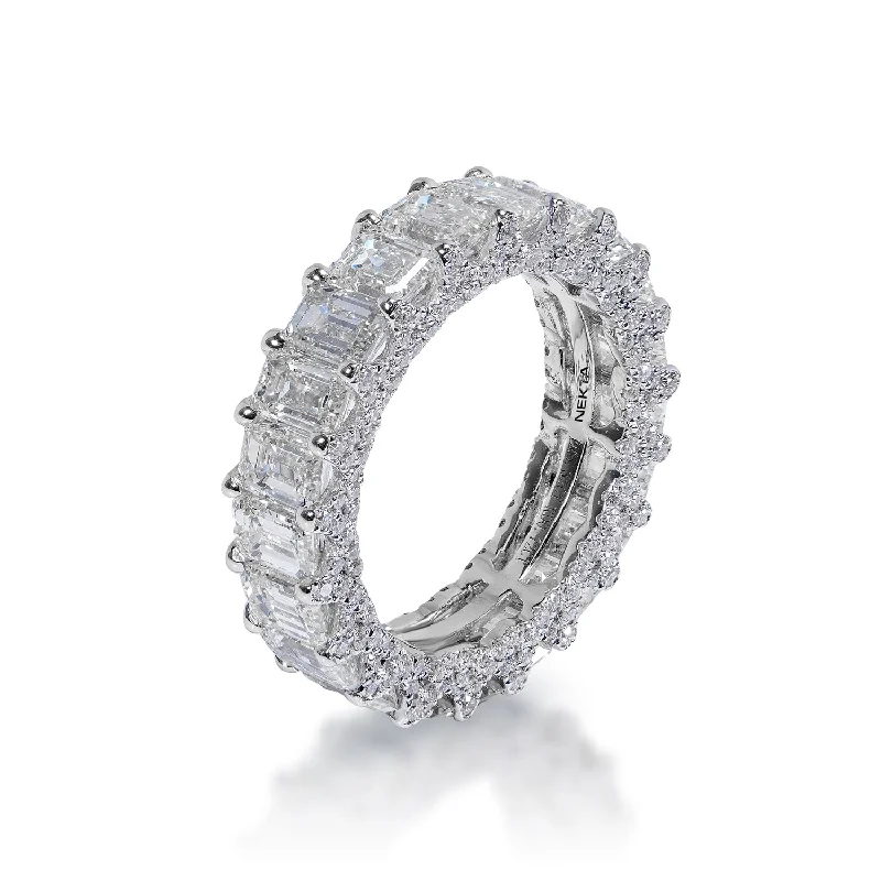 Siena 7 Carat Emerald Cut Diamond Eternity Band in 14k White Gold Shared Prong